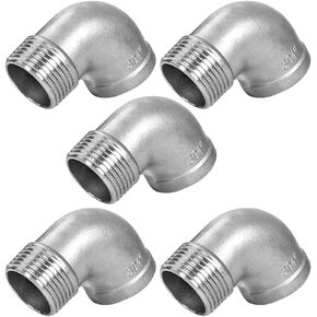 JoyTube 304 Stainless Steel 90 Degree Elbow, 3/4" NPT Male to 3/4" NPT Female Pipe Fitting (Pack of 5)