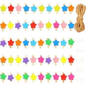 Wepetyo 100 Pcs Colored Wooden Clothespins,Craft Photo Clips,Mini Wooden Clothespins Wood Craft Clips for DIY Handmade Class for Children Photography Home Decor(Color Heart Clip)