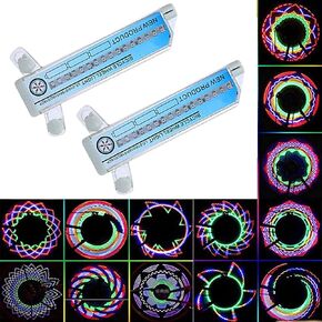 Bike Wheel Light Bicycle Motorcycle Bike Tyre Tire Wheel Lights 32 LED Flash Spoke Light Lamp 32 Different Patterns Change Outdoor Cycling Lights for Bike Wheel