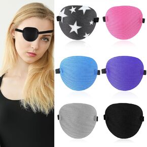 6Pcs Eye Patches Comfortable Left or Right Single Eye Patches Professional Medical One Eye Cover Reusable Black Soft Single Eye Patches for Eyeglass Treat Lazy Amblyopia Strabismus Adults Girls Boys