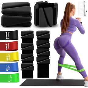 Pilates Wrist & Ankle Weights，Adjustable Weighted Bangles, Wearable Strong Arm & Leg Weights Set of 2(1Lbs Each), Ankle Weights for Walking, Yoga, Dance, Barre,Gym（with 5 Level Resistance Bands）