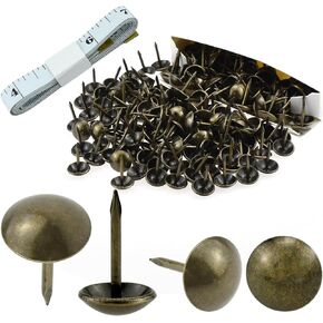 200Pcs Decorative Upholstery Tacks, 7/16 inch Furniture Tacks Nails with Soft Tape Measure for Sofa, Chair, Bed and Other Furniture (Smooth Bronze)