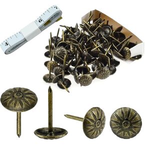 200Pcs Decorative Upholstery Tacks, 7/16 inch Furniture Tacks Nails with Soft Tape Measure for Sofa, Chair, Bed and Other Furniture (Smooth Bronze)