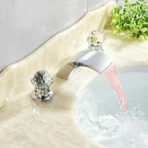 Bathroom Sink Faucet Polished Gold Swan Shaped 3 Hole Faucet Lavatory Faucet 2 Crystal Knobs Basin Tap Mixer Deck Mount Bird Faucet