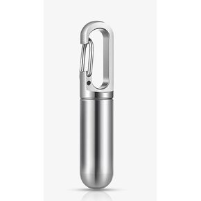 Keychain Pill Holder – Small Pill Container with Carabiner – Stainless Steel Metal Pill Case – Portable Pill Case for Purse, Backpack, Keyring – Watertight Travel Pill Container for Medicine
