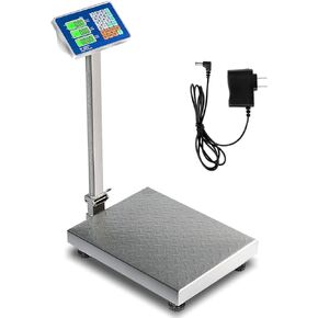 FANTASK 660lbs Folding Postal Scales, Portable Shipping Scale w/LCD Digital Platform, Heavy Duty Stainless Platform 20"x 16", Electronic Platform Scale with Accurate LB/KG Price Calculator