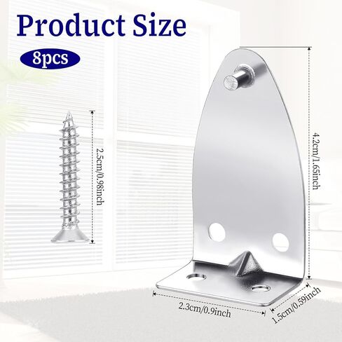 8 PCS Hold Down Brackets, Metal Blinds Brackets Blind Holder Replacements Horizontal Blind Brackets with Screws for Horizontal Blinds Shades Window Shades Doors Home Accessories in Saudi Arabia