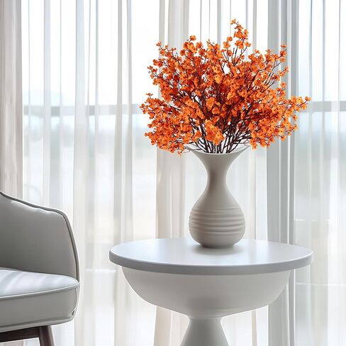 10pcs Babys Breath Silk Artificial Flowers Orange Bulk Real Touch Fake Silk Flowers Europen Decor, Fall Decorative Bouquet DIY for Indoor Decoration, Wedding Party, Patio Garden,Dinner Decor. in Saudi Arabia