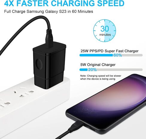 شاحن سامسونج سريع 25 وات USB C شاحن جداري فائق السرعة من النوع C محول شاحن هاتف Android لهاتف Samsung Galaxy A15 5G A14 A13 A53 A54 A55 A03s A04s A12 A52 S24 S23 S22 S21 S20 S10 Z Flip 5 Z Fold 5 in Kuwait