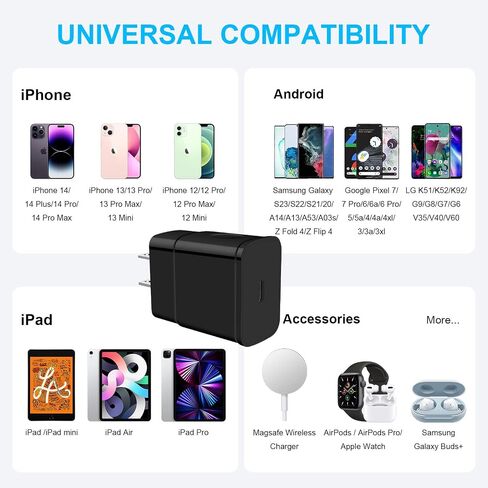 شاحن سامسونج سريع 25 وات USB C شاحن جداري فائق السرعة من النوع C محول شاحن هاتف Android لهاتف Samsung Galaxy A15 5G A14 A13 A53 A54 A55 A03s A04s A12 A52 S24 S23 S22 S21 S20 S10 Z Flip 5 Z Fold 5 in Kuwait
