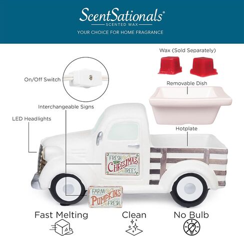 Scentsationals Truck Collection - Scented Wax Warmer - Travel Wax Cube Melter & Burner - Electric Fragrance Home Air Freshener Red Truck and Christmas Trees in Kuwait