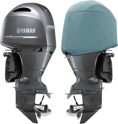 Outboard Motor Cover, Boat Motor Cover,Waterproof 900D Heavy Duty Oxford Fabric Outboard Engine Cover,Compatible with Yamaha F150D, F175A, F200F- 4 CYL 2.8L 2015-2023,Gray Green in Saudi Arabia