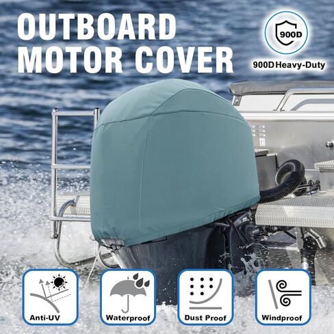 Outboard Motor Cover, Boat Motor Cover,Waterproof 900D Heavy Duty Oxford Fabric Outboard Engine Cover,Compatible with Yamaha F150D, F175A, F200F- 4 CYL 2.8L 2015-2023,Gray Green in Saudi Arabia