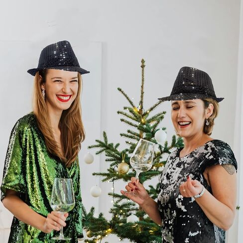 10 PCS Western Sequin Fedora Hats for Women Men Glitter Sequin Hat Bulk Shining Hat Solid Color Costume in Saudi Arabia