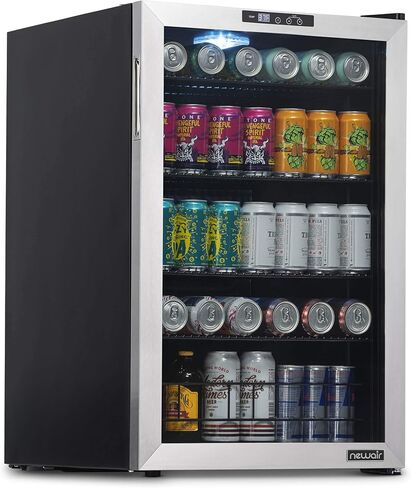 NewAir Beverage Refrigerator And Cooler, Free Standing Glass Door Refrigerator Holds Up To 160 Cans, Cools Down To 37 Degrees Perfect Beverage Mini Fridge Organizer For Beer, Wine, & Drinks in Saudi Arabia