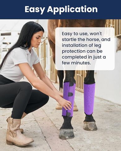 Premium Horse Fly Boots, Ultimate Protection Set for Horse Legs - Breathable Mesh, Stay-on Design, Stomp Reduction (Set of 4)-Rose Red in Saudi Arabia