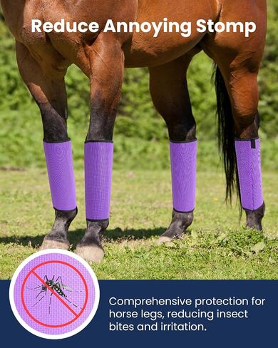 Premium Horse Fly Boots, Ultimate Protection Set for Horse Legs - Breathable Mesh, Stay-on Design, Stomp Reduction (Set of 4)-Rose Red in Saudi Arabia