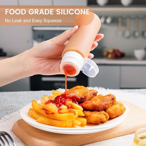 Condiment Squeeze Bottles for Sauces, 6-oz Mini Silicone Salad Dressing Container to Go with Reusable Sandwich Bag, Leakproof Ketchup Bottle for Bento Lunch Box, 4 Pack, Candies in Saudi Arabia