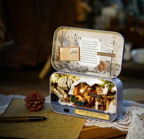 Flever Dollhouse Miniature DIY House Kit Creative Room with Furniture and Cover for Romantic Valentine's Gift(Roam Around in Winter) in Kuwait