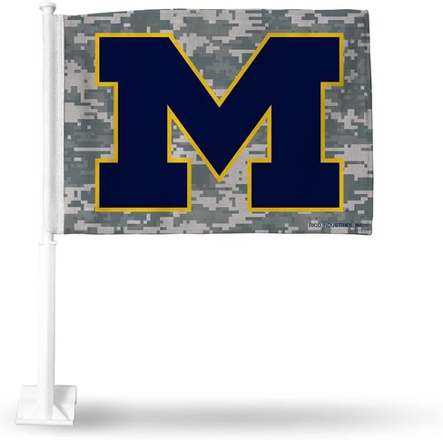 علم سيارة Rico Industries NCAA Michigan Wolverines Mossy Oak مزدوج الجوانب - 40.64 سم × 48.26 سم - عمود قوي يتم تثبيته على السيارة/الشاحنة/السيارات in Saudi Arabia