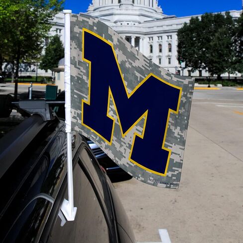 علم سيارة Rico Industries NCAA Michigan Wolverines Mossy Oak مزدوج الجوانب - 40.64 سم × 48.26 سم - عمود قوي يتم تثبيته على السيارة/الشاحنة/السيارات in Saudi Arabia