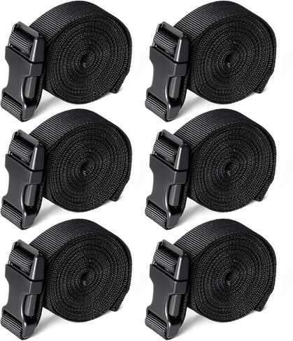 Boat Cover Straps, Adjustable Buckle Straps 1" x 96" Heavy Duty Durable Webbing Strap with Quick Release Buckles and Clips, 4 Pack Black in Saudi Arabia