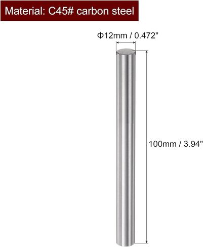 uxcell 2PCS Linear Motion Rod Shaft Guide 12mm x 100mm (0.472 x 3.93 inches) for 3D Printer and CNC Machine, Metric H8 Tolerance, Rigidity 53-62 HRC,Ra0.35m in Saudi Arabia