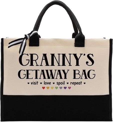 حقيبة قماش هدية للجرامي، هدية جامي، حقيبة المهرب جرامي، حقيبة حمل من القماش القطني، حقيبة كتف للشاطئ، حقيبة تسوق قابلة لإعادة الاستخدام، حقيبة قماش نسائية هدية للجرامي، هدية عيد الأم للجدة in Kuwait