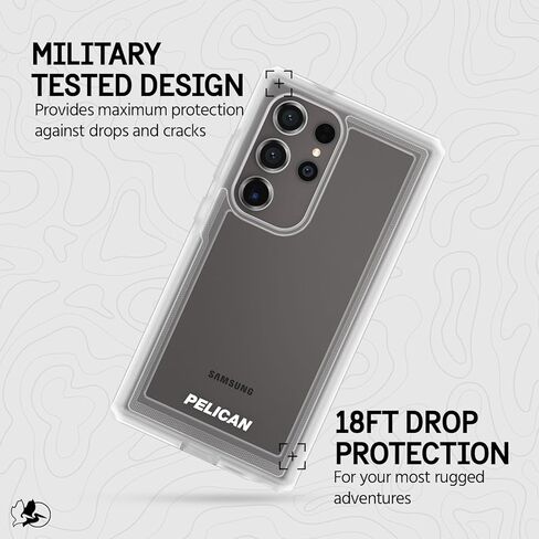 Pelican Shield - Samsung Galaxy S24 Ultra Case [6.8"] [Wireless Charging] [21ft MIL-STD Drop Protection] 2 Piece (Heavy Duty Cover and Belt Clip Holster Stand) Case for Samsung Galaxy S24 Ultra-Carbon in Kuwait