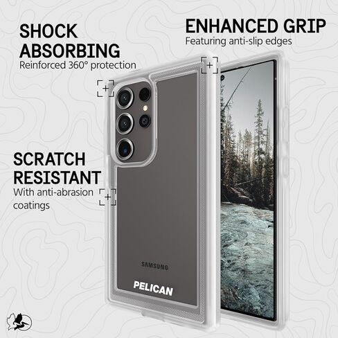 Pelican Shield - Samsung Galaxy S24 Ultra Case [6.8"] [Wireless Charging] [21ft MIL-STD Drop Protection] 2 Piece (Heavy Duty Cover and Belt Clip Holster Stand) Case for Samsung Galaxy S24 Ultra-Carbon in Kuwait