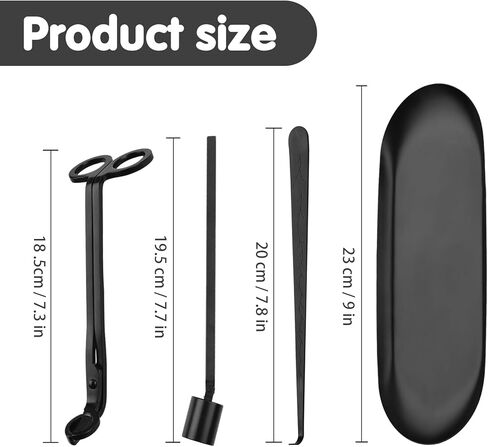 مجموعة إكسسوارات الشموع 4 في 1، أداة تشذيب فتيل الشموع، أداة قمع الشمع، غطاسة الفتيل لمحبي الشموع، مجموعة أدوات العناية بالشموع من الفولاذ المقاوم للصدأ، أسود مطفي in Kuwait