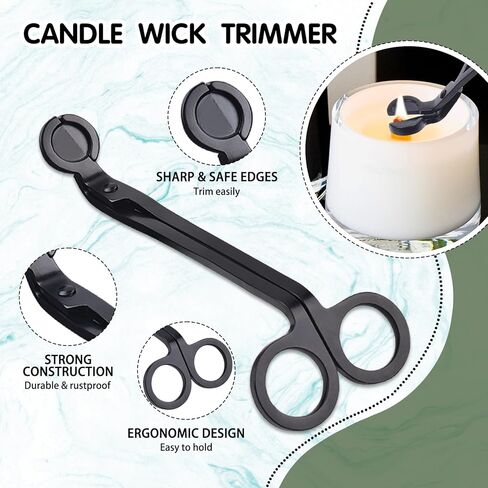 مجموعة إكسسوارات الشموع 4 في 1، أداة تشذيب فتيل الشموع، أداة قمع الشمع، غطاسة الفتيل لمحبي الشموع، مجموعة أدوات العناية بالشموع من الفولاذ المقاوم للصدأ، أسود مطفي in Kuwait