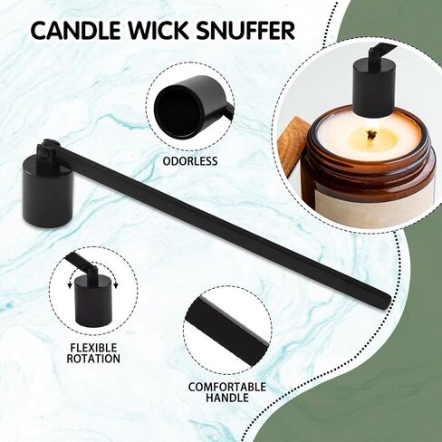 مجموعة إكسسوارات الشموع 4 في 1، أداة تشذيب فتيل الشموع، أداة قمع الشمع، غطاسة الفتيل لمحبي الشموع، مجموعة أدوات العناية بالشموع من الفولاذ المقاوم للصدأ، أسود مطفي in Kuwait