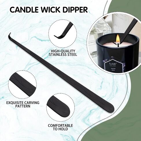 مجموعة إكسسوارات الشموع 4 في 1، أداة تشذيب فتيل الشموع، أداة قمع الشمع، غطاسة الفتيل لمحبي الشموع، مجموعة أدوات العناية بالشموع من الفولاذ المقاوم للصدأ، أسود مطفي in Kuwait