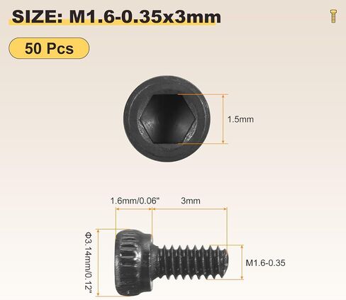 METALLIXITY Socket Head Cap Screws(M2-0.4x8mm)50Pcs, Carbon Steel Allen Socket Drive Metric Fully Threaded Oxide - Machine Grade 12.9 Internal Hex Screw UNC Coarse Thread, Black in Saudi Arabia