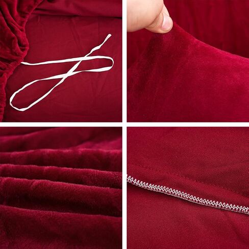 vctops 1-Piece Velvet Plush Stretch Sofa Slipcover with Elastic Bottom Soft Fuzzy Fluffy Couch Covers for 3 Cushion Couch Furniture Protector for Kids, Pet (Rose,Sofa) in Saudi Arabia