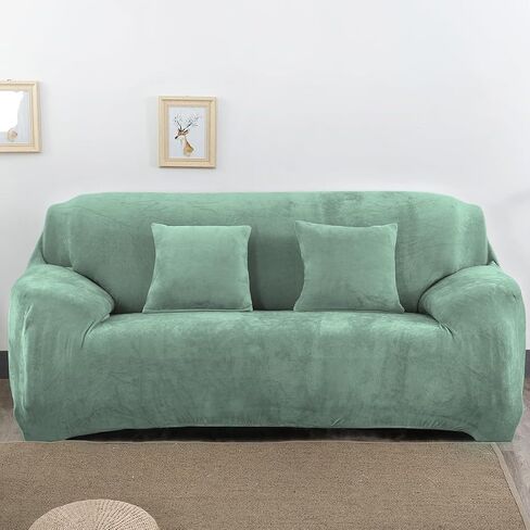 vctops 1-Piece Velvet Plush Stretch Sofa Slipcover with Elastic Bottom Soft Fuzzy Fluffy Couch Covers for 3 Cushion Couch Furniture Protector for Kids, Pet (Rose,Sofa) in Saudi Arabia