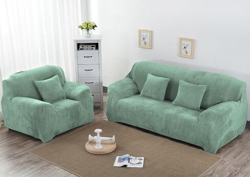 vctops 1-Piece Velvet Plush Stretch Sofa Slipcover with Elastic Bottom Soft Fuzzy Fluffy Couch Covers for 3 Cushion Couch Furniture Protector for Kids, Pet (Rose,Sofa) in Saudi Arabia