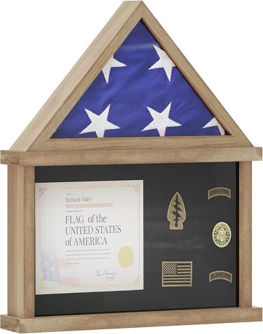 Flash Furniture Quincy Flag and Certificate Display Case, Solid Pine Wood Flag Shadow Box Fits 3x5 Folded Flag, Weathered Wood Finish in Saudi Arabia