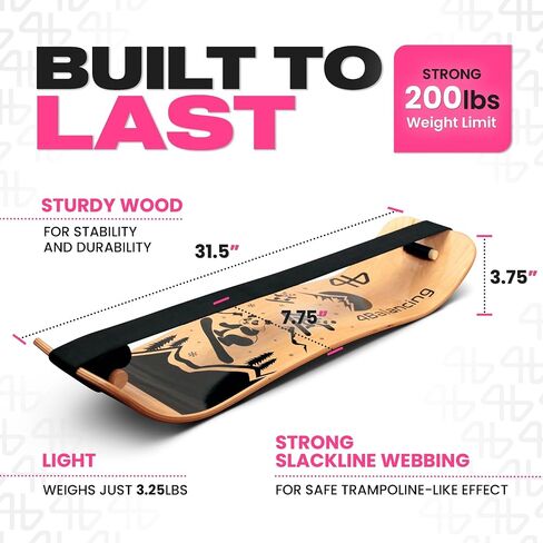 Balance Board for Kids - Slackline Wooden Wobble Board - Slackboard Balance Trainer for Coordination - Training for Skateboard, Football, Soccer, Baseball, Basketball - Snowboarding Panda in Saudi Arabia