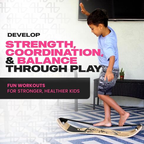 Balance Board for Kids - Slackline Wooden Wobble Board - Slackboard Balance Trainer for Coordination - Training for Skateboard, Football, Soccer, Baseball, Basketball - Snowboarding Panda in Saudi Arabia