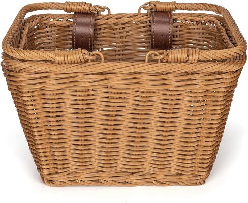 CXWXC Kids Bike Basket - Front Bicycle Bike Basket for Girls - Handmade Woven Wicker Bike Baskets with Handle, Adjustable Leather Straps in Saudi Arabia