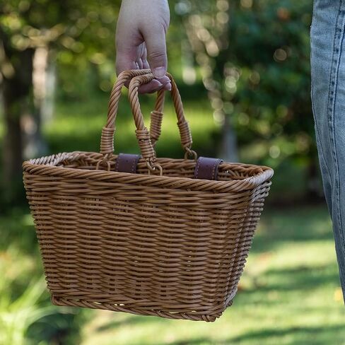 CXWXC Kids Bike Basket - Front Bicycle Bike Basket for Girls - Handmade Woven Wicker Bike Baskets with Handle, Adjustable Leather Straps in Saudi Arabia