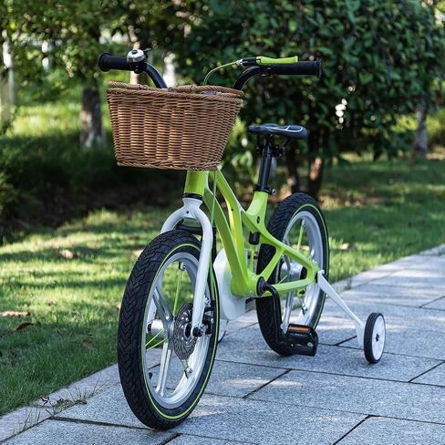 CXWXC Kids Bike Basket - Front Bicycle Bike Basket for Girls - Handmade Woven Wicker Bike Baskets with Handle, Adjustable Leather Straps in Saudi Arabia