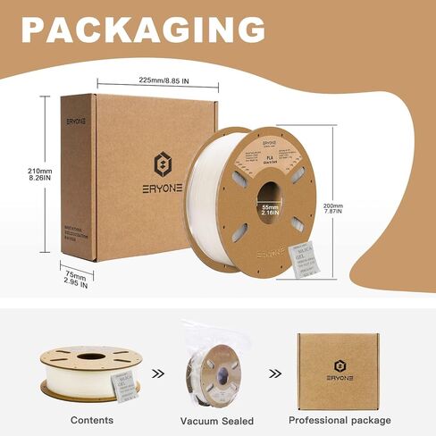ERYONE Filament PLA 1.75 مم، خيط PLA خاص للطباعة ثلاثية الأبعاد 1.75 مم +/-0.03 مم للطابعات ثلاثية الأبعاد والأقلام ثلاثية الأبعاد، 1 كجم (2.2 رطل)/البكرة، يتوهج باللون الأخضر في الظلام in Kuwait