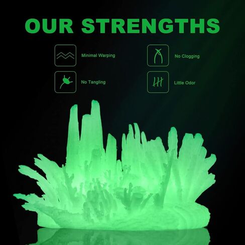 ERYONE Filament PLA 1.75 مم، خيط PLA خاص للطباعة ثلاثية الأبعاد 1.75 مم +/-0.03 مم للطابعات ثلاثية الأبعاد والأقلام ثلاثية الأبعاد، 1 كجم (2.2 رطل)/البكرة، يتوهج باللون الأخضر في الظلام in Kuwait