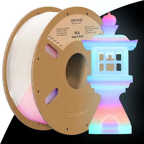 ERYONE Filament PLA 1.75 مم، خيط PLA خاص للطباعة ثلاثية الأبعاد 1.75 مم +/-0.03 مم للطابعات ثلاثية الأبعاد والأقلام ثلاثية الأبعاد، 1 كجم (2.2 رطل)/البكرة، يتوهج باللون الأخضر في الظلام in Kuwait
