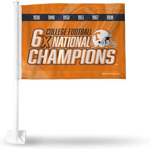 Rico Industries NCAA Tennessee Volunteers Champ Double Sided Double Sided Car Flag - 16" x 19" - Strong Pole That Hooks onto Car/Truck/Automobile in Saudi Arabia