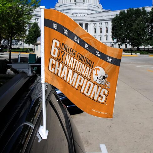 Rico Industries NCAA Tennessee Volunteers Champ Double Sided Double Sided Car Flag - 16" x 19" - Strong Pole That Hooks onto Car/Truck/Automobile in Saudi Arabia