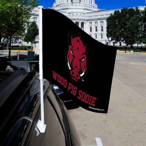 Rico Industries NCAA Arkansas Razorbacks Car Flag with included Pole,16 x 19.5-" in Saudi Arabia